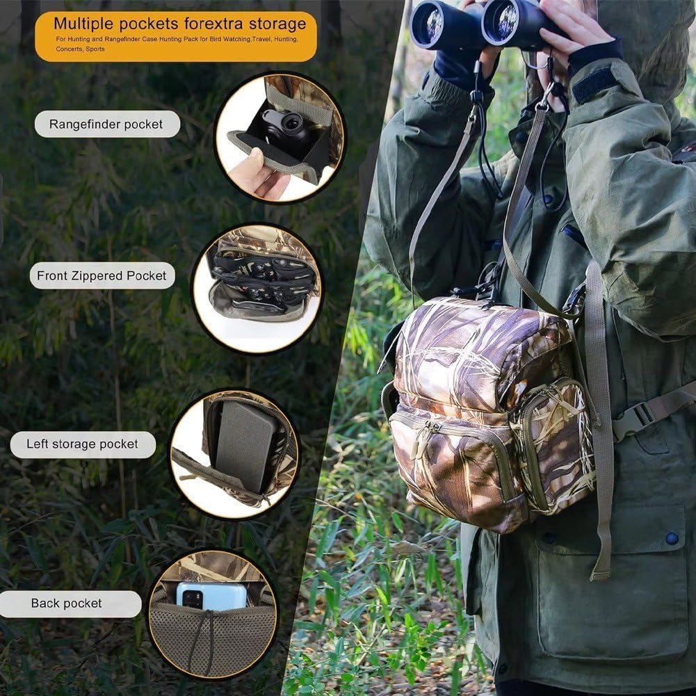 Arnés para Binoculares, Paquete De Pecho, Estuche para Binoculares con Bolsa para Telémetro, Estuche Ajustable para Binoculares, para Observación, Caza, Senderismo Y Tiro.