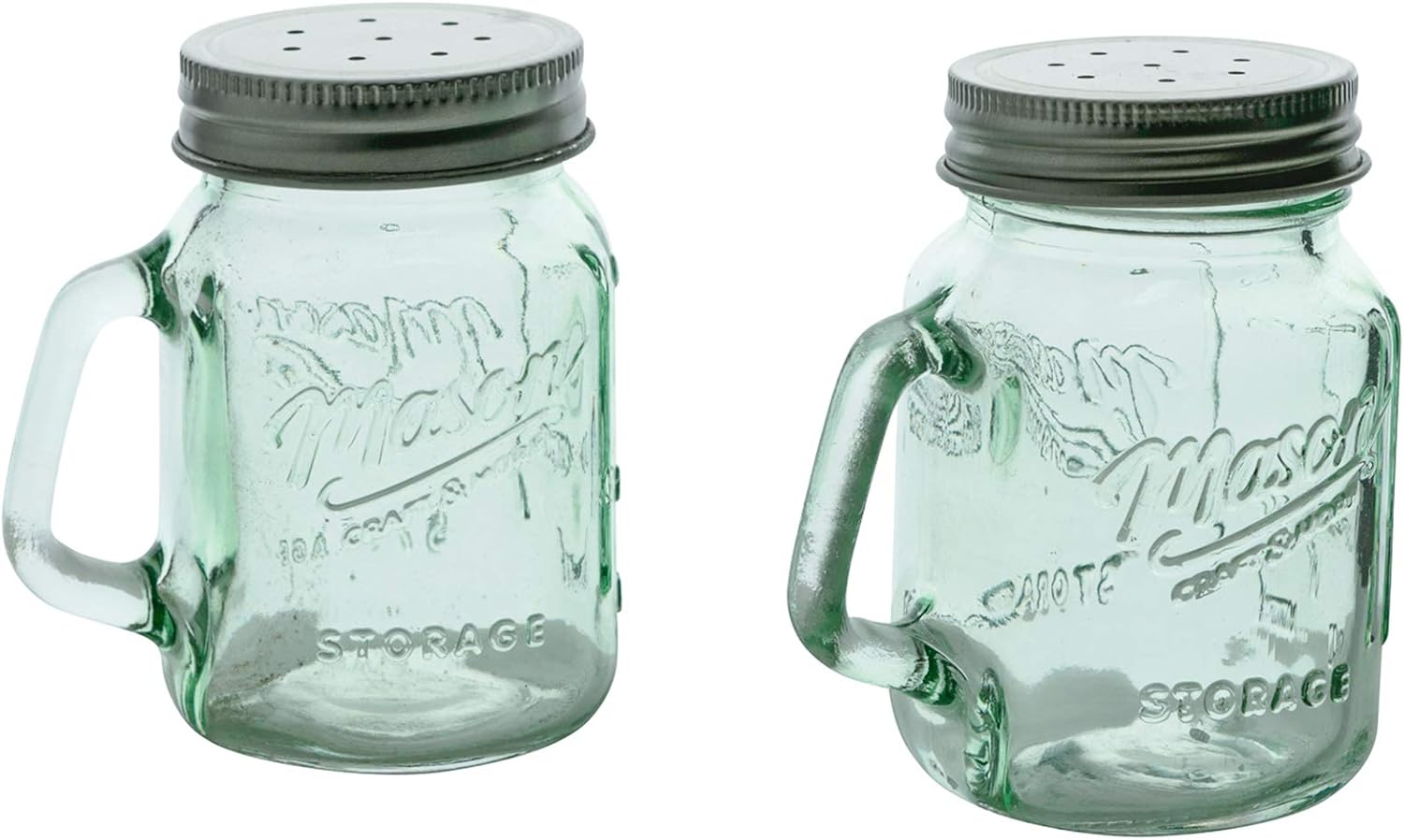 Mason Jar Salt and Pepper Shaker - Clear Glass Green