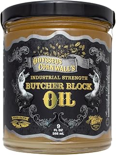 Odie's Industrial Strength Butcher Block Oil 9 oz, Protect & Waterproof Butcher Blocks, Cutting Boards & Furniture! Curing Finish. Food Safe.