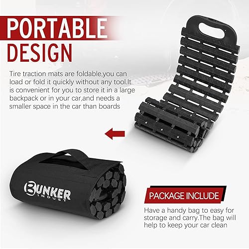 Miniatura 2 de BUNKER INDUST Alfombrillas de tracción de neumáticos, pistas de recuperación portátiles para nieve todoterreno 4 x 4, arena, dispositivos de