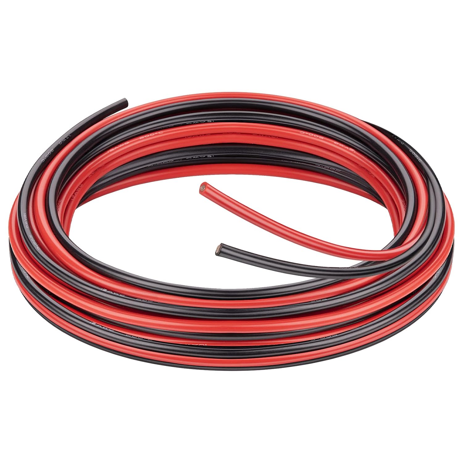 12 Gauge Wire Silicone Wire Tinned Copper Electrical Wire Cable for Solar Panel Car Audio Automotive Trailer Marine Harness Wiring Red & Black 12AWG 30Ft