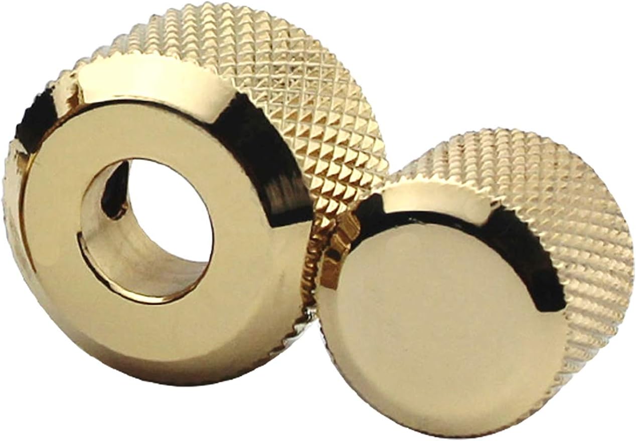 Guyker 1Pcs Concentric Stacked Knobs and 1Pcs 6mm Potentiometer Control Knobs Set - Knurled Volume Tuning Audio Knob Replacement for Guitar or Precision Bass - CNC Machined(Golden)