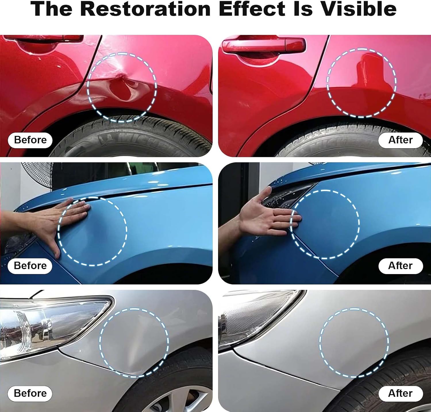 Paintless Dent Removal Kit Car Dent Removal Tools Dent Puller Kit for Dent Repair Body Repair Dent Removal Tools with Rubber Hammer Bridge Puller Hot Melt Adhesive Strip LED Circuit Board
