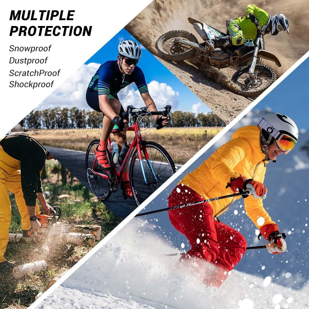 IP68 Waterproof Case with Band and Screen Protector Compatible for Apple Watch Series All, Heavy Duty Bumper Rugged Case Protective Cover Sport Strap Back Cover for iWatch Accessories, 44mm