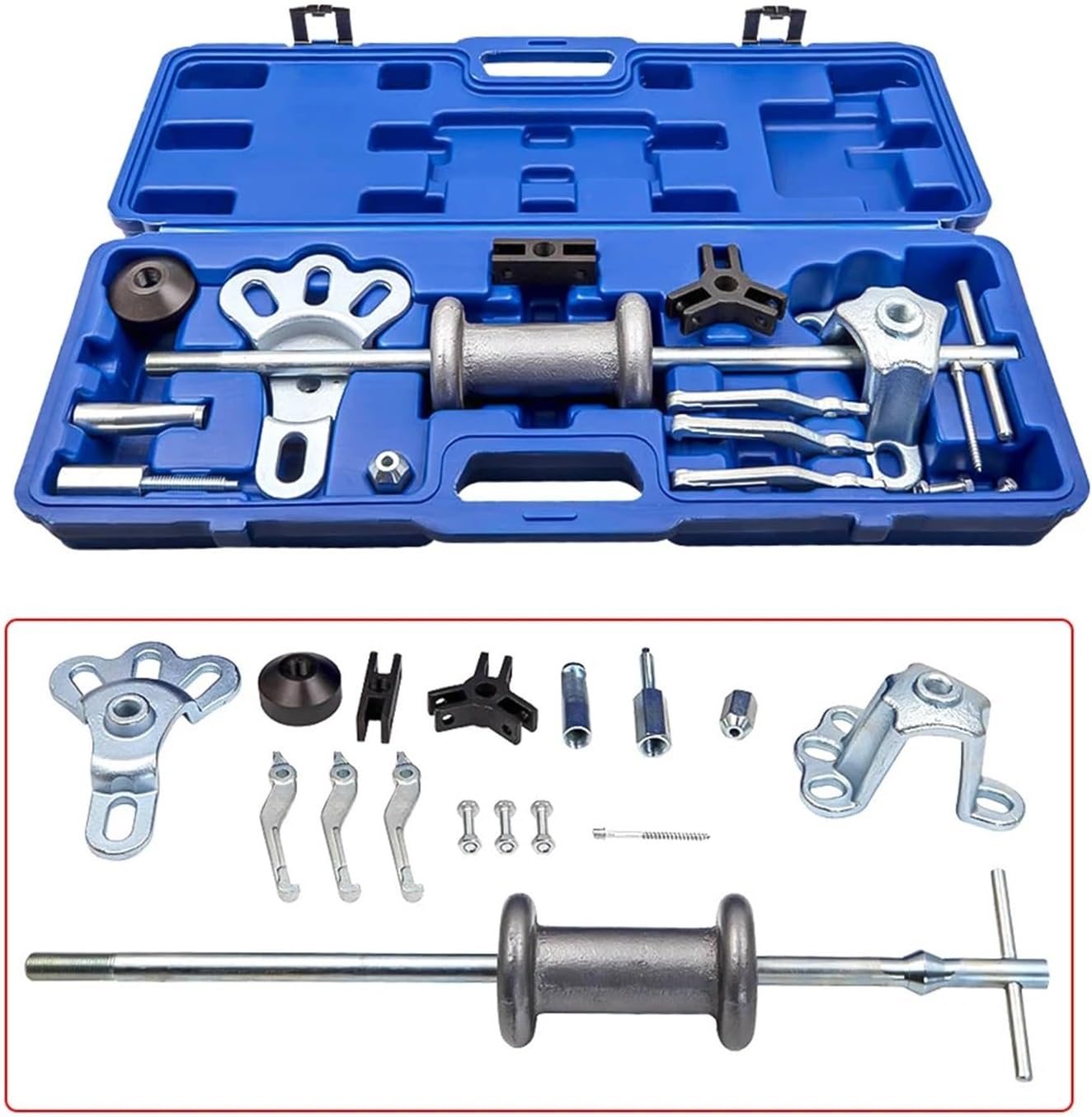 Slide Hammer Puller Set Front Wheel Axle Bearing Hub Remover Removal Tool Kit Wrench Adapter Repair