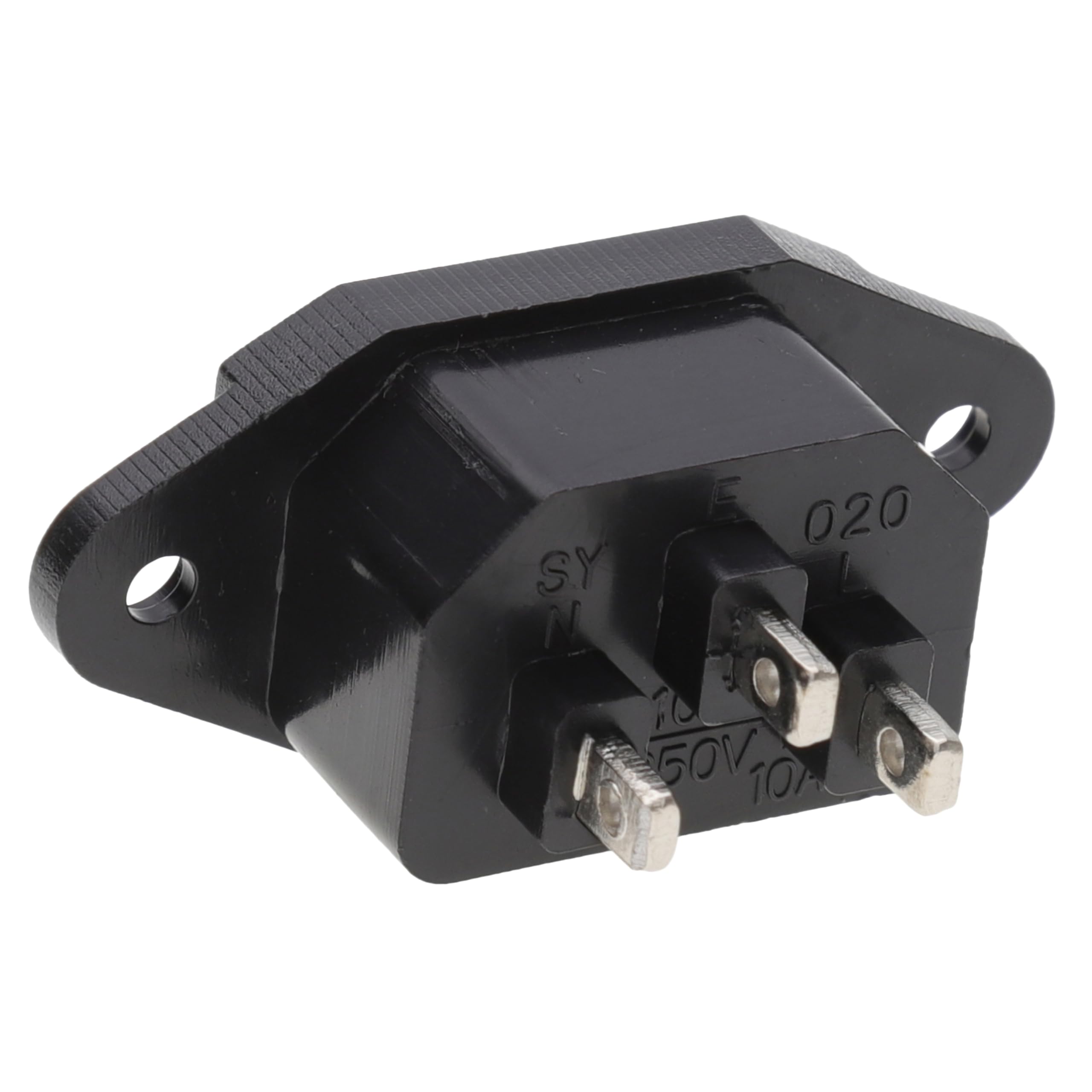 kenable IEC 10A C14 3 Pin Chassis Panel Mount Plug Pins Connector 6.35mm TABS