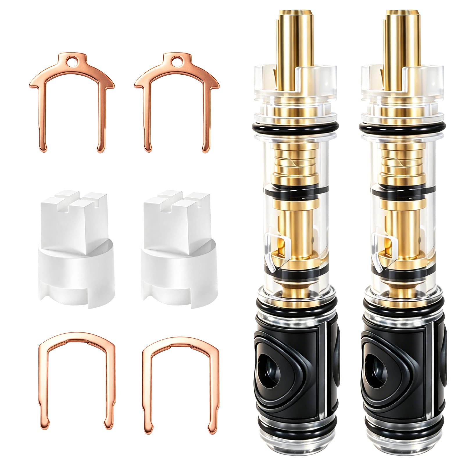Photo 1 of 2 Pack Dual Seal Replacement Cartridge, Compatible with Moen 1225 1225B, One Handle Bathroom Faucet Cartridge Replacement, for Single Handle Faucet/Showers, Brass