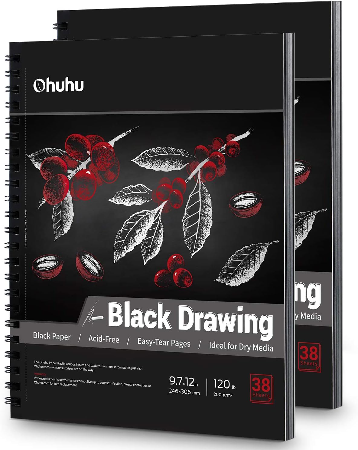 Buy Black Sketch Pad for Posca, 9.7x12 Ohuhu 2 Pack 120 LB/200 GSM