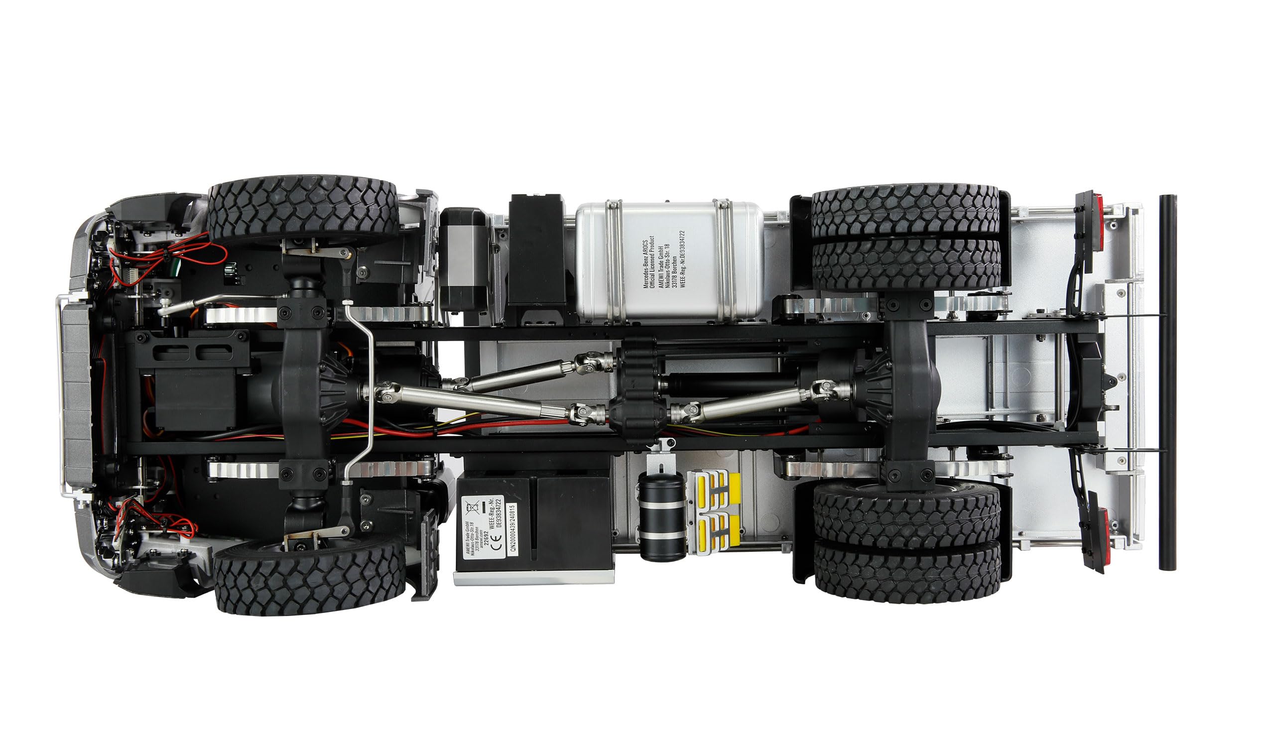 Amewi Mercedes-Benz Arocs wywrotka 4x4 1:14 RTR czerwona z pilotem zdalnego sterowania, akumulatorem, kablem do ładowania