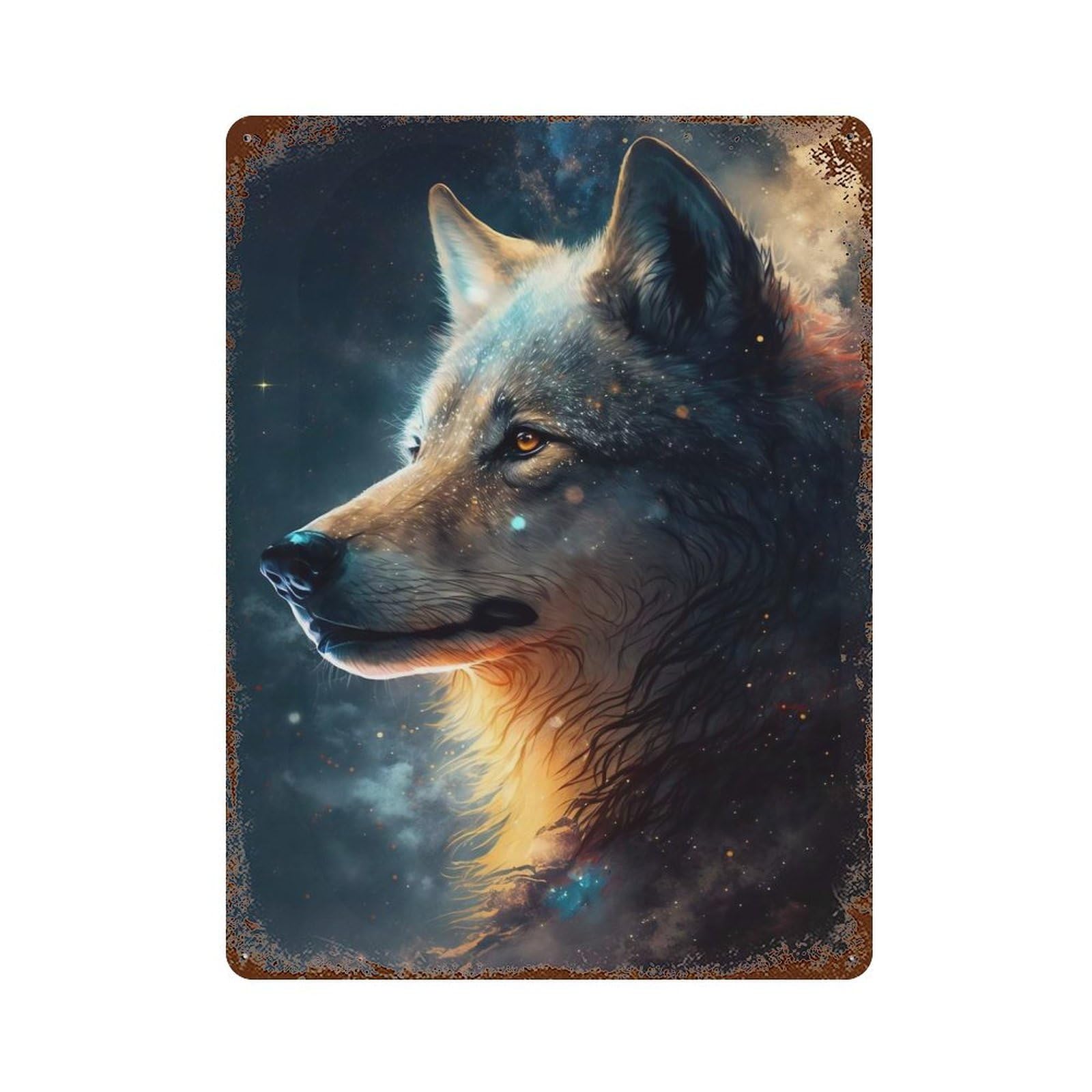 Vintage Metal Tin Sign with Nebula Lupus Design 15.7"x11.8", for Garage, Bar And Workshop Decor, Novelty Wall Decor