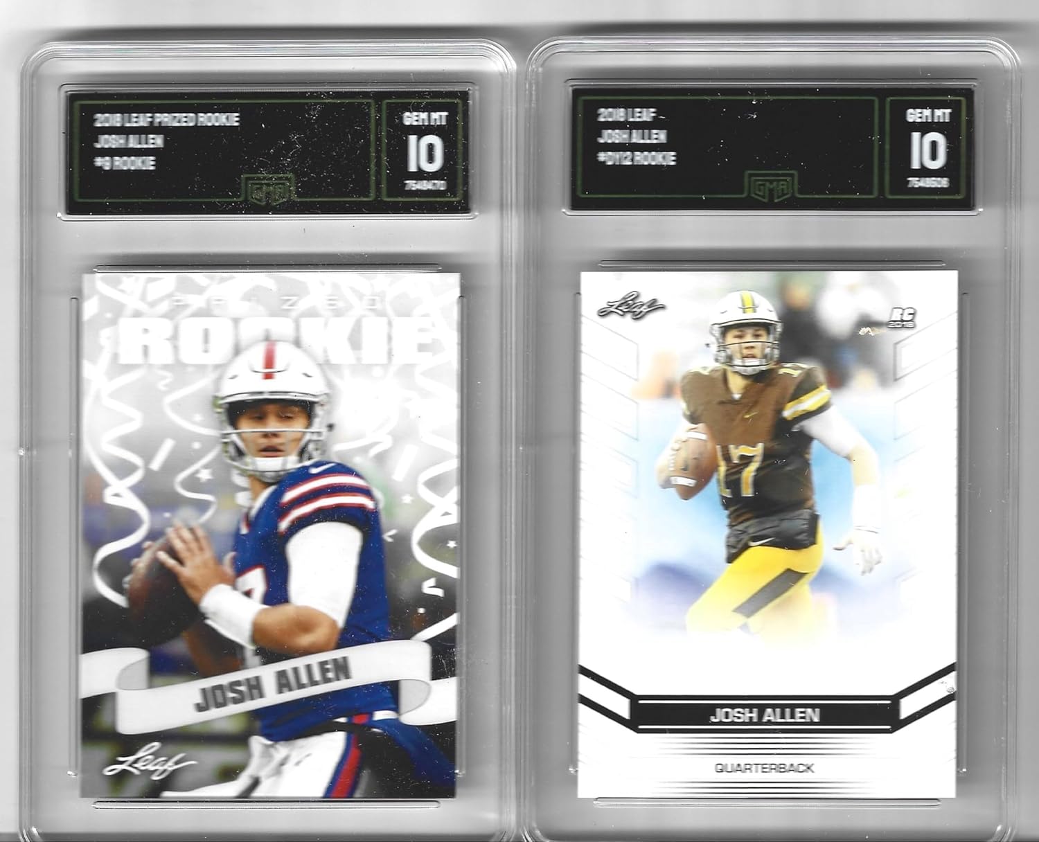 Graded Gem Mint 2018 Josh Allen Leaf 2 Rookie Card Lot Gma 10 Bills Hot Quarterback Superstar