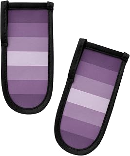 Geometric Purple 2 Packs Hot Handle Holder, Cast Iron Skillets Pan Handle Covers Sleeves Potholder Kitchen Decor Essential Cookware for Home Camping Cooking Tools, Solid Ombre Geometric Modern Stripe