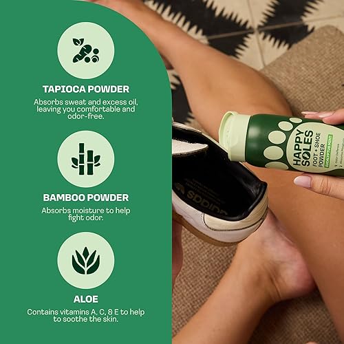 Miniatura 4 de HAPPY SOLES Desodorizador de zapatos y polvo de pies, polvo de pies definitivo para pies malolientes y control de olores, absorbe el sudor y