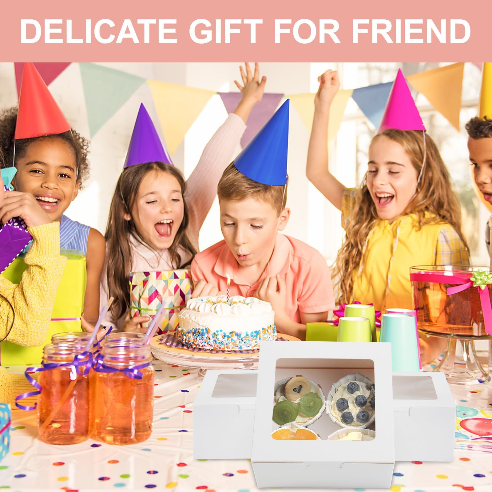 Cupcake Boxes with Window - Kraft Cookie Containers -6
