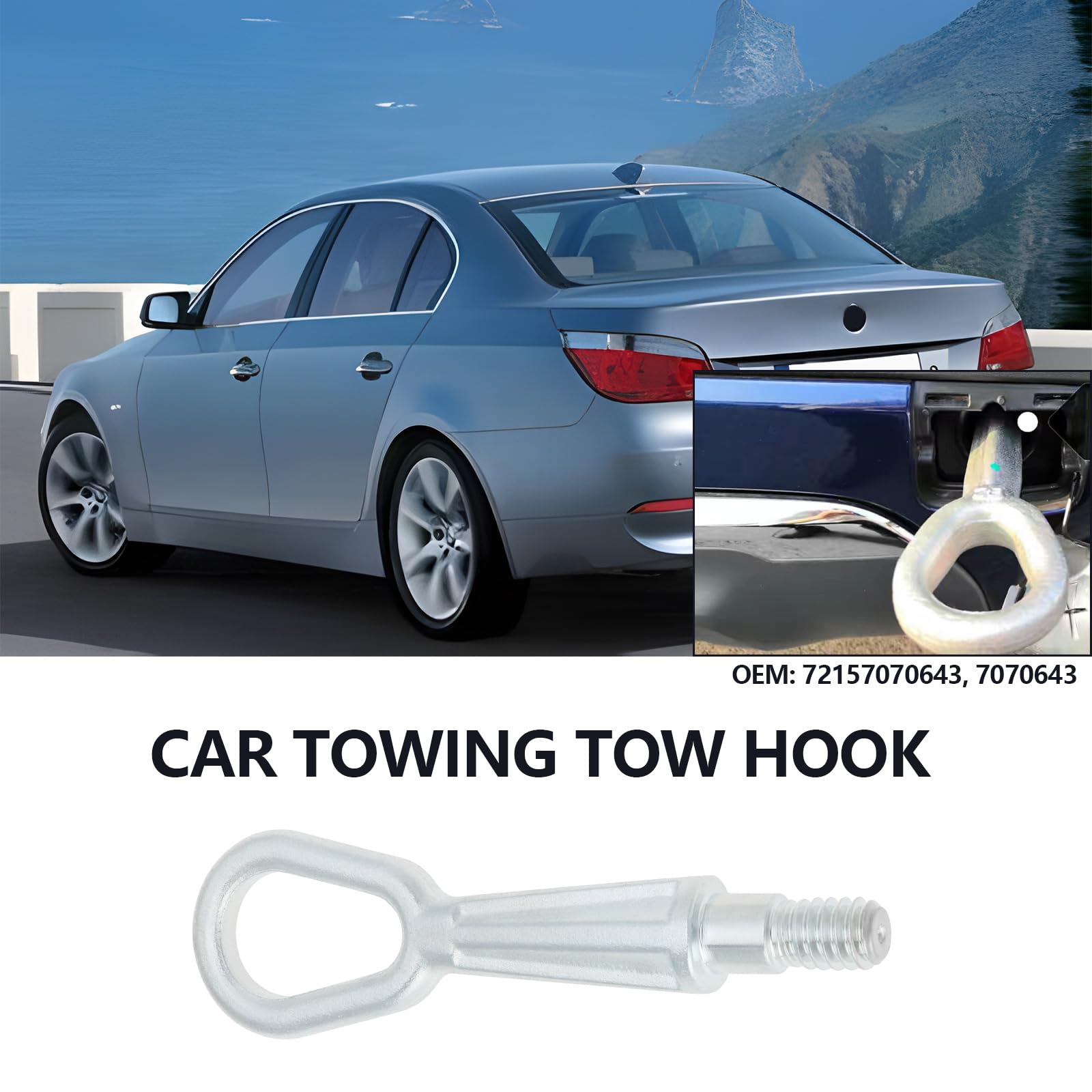 ECSiNG Gancio di traino di ricambio 72157070643 compatibile con BMW Serie 1 3 5 7 X5 X3 E53 E60 E61 E63 E64 E65 E70 E87 E90 E91 Gancio di traino