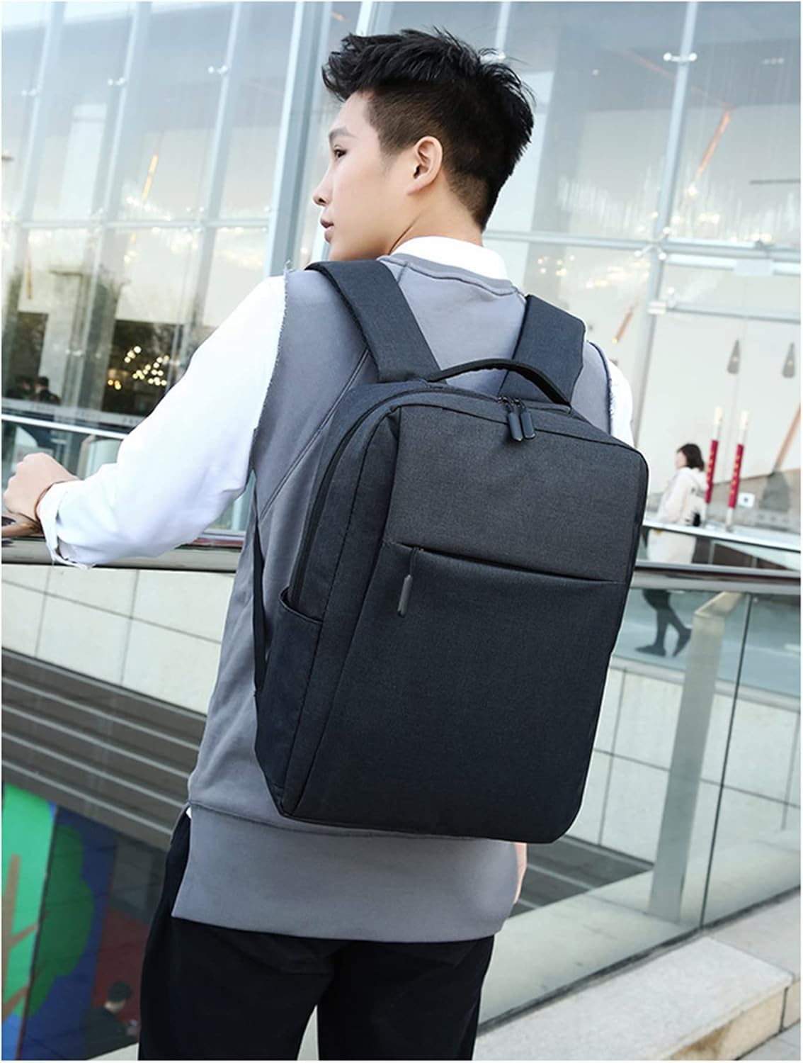 Elonglin Laptop Backpack 15.6" Travel Business Work Bag Water Resistant Daypack with USB Charging Port Black