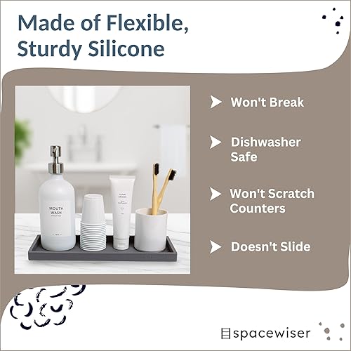 Miniatura 113 de Bandeja de encimera y tocador, 2 bandejas pequeñas de silicona de 7.7 pulgadas, bandeja de jabón de cocina, soporte para jabón de cocina, Gris