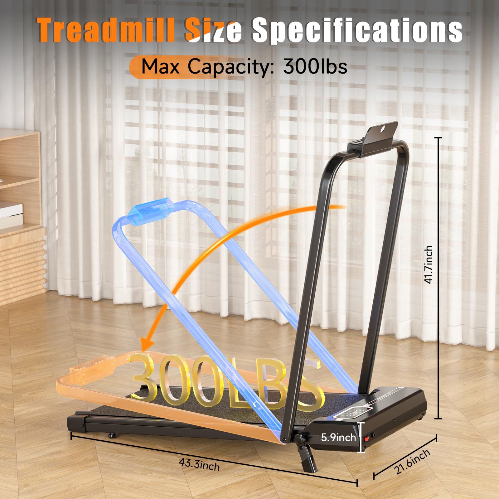 Walking Pad Treadmill with 5% Incline, 5 MPH Under Desk Treadmill for Home & Office, 300+ lb Capacity, Ultra Quiet Motor, Remote Control, Compact & Portable & Small, Fits Under Sofa/Bed: 5% Incline with Handrail Black