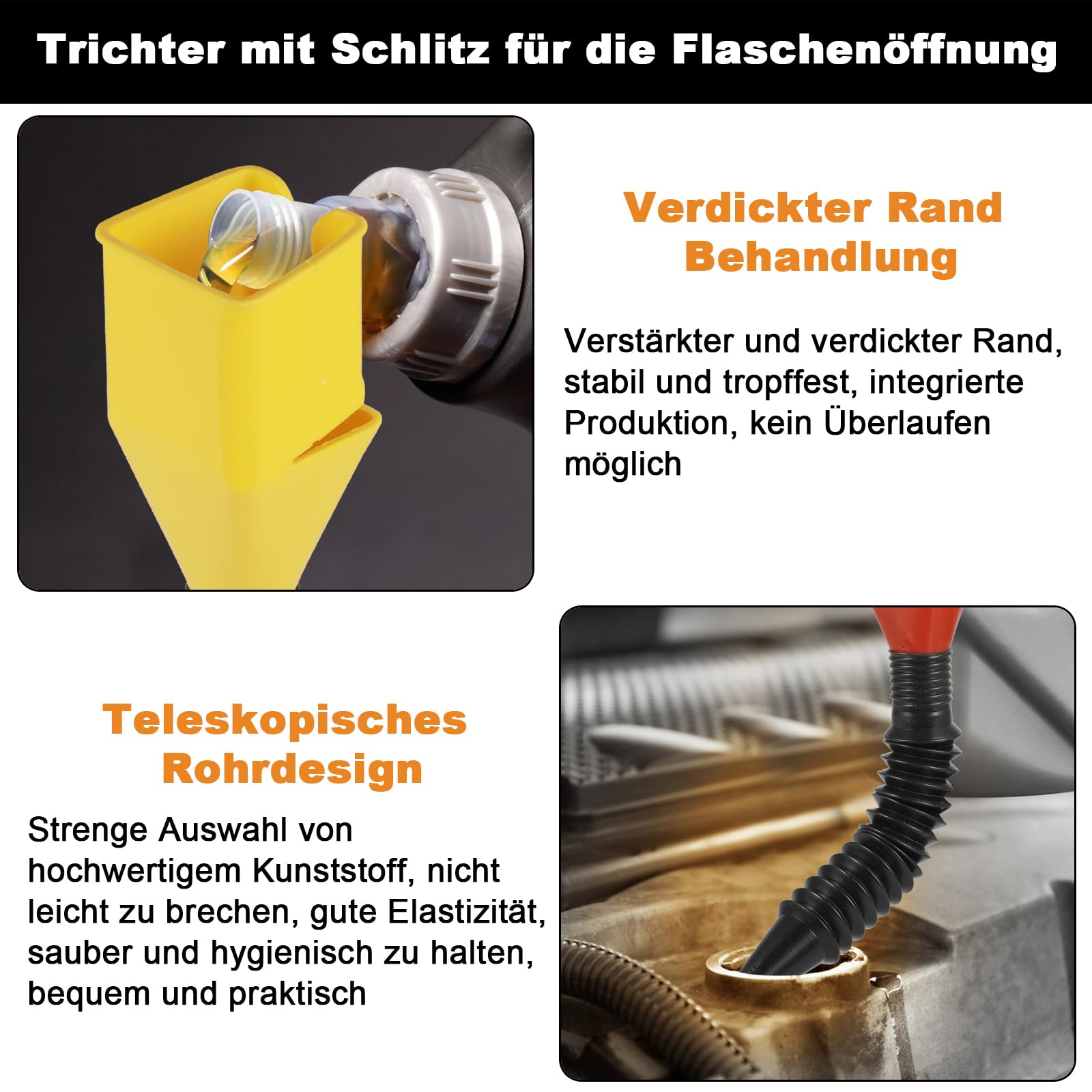 11 Pezzi Imbuto Olio Motore, Grande Benzina Imbuti Plastica Travasatore Becco Lungo Universale Imbuto Kit Riutilizzabile Con Filtro e Tubo Flessibile per Auto Moto Cucina Laboratorio Liquido