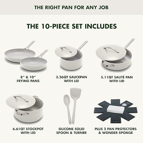 Miniatura 4 de GreenPan Nova - Juego de ollas y sartenes de 10 piezas, Oprah's Favorite Things 2024, cerámica antiadherente sin PFAS, para freír, saltear, olla,