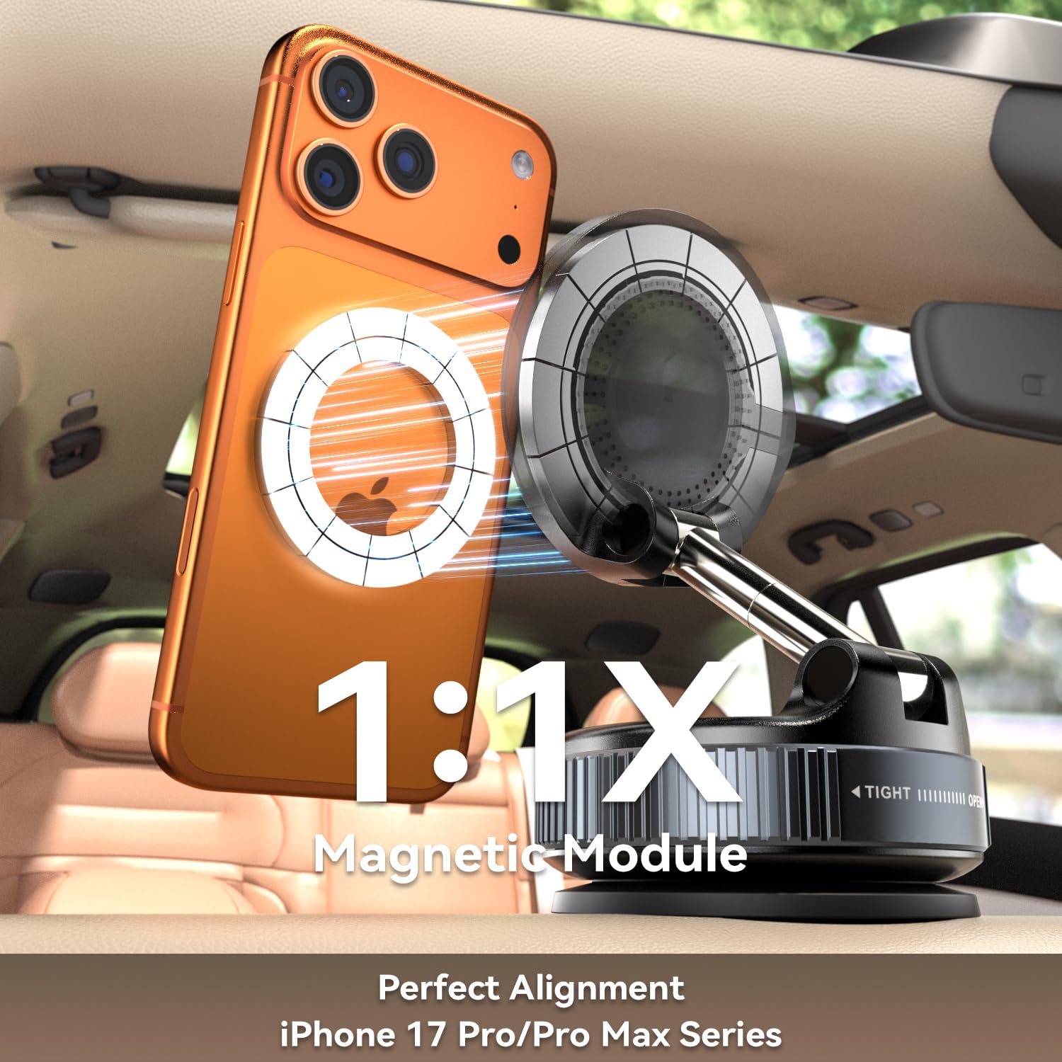 15W Schnelles Laden Autohalterung mit Ladefunktion [Verbesserter Elastischer Saugnapf] 360° Verstellbare Kabelloses Ladegerät Auto Handyhalterung für MagSafe iPhone 17 16 15 14 13 12 Serie