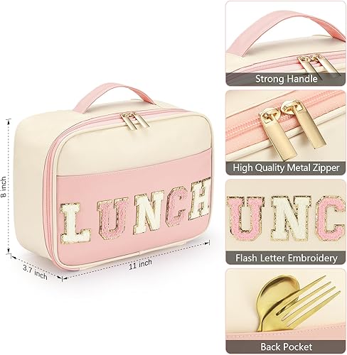 Miniatura 2 de Bolsa de almuerzo con aislamiento para niños, bolsa de almuerzo de piel sintética para niñas, bolsa de almuerzo aislada para hombres, bolsa de