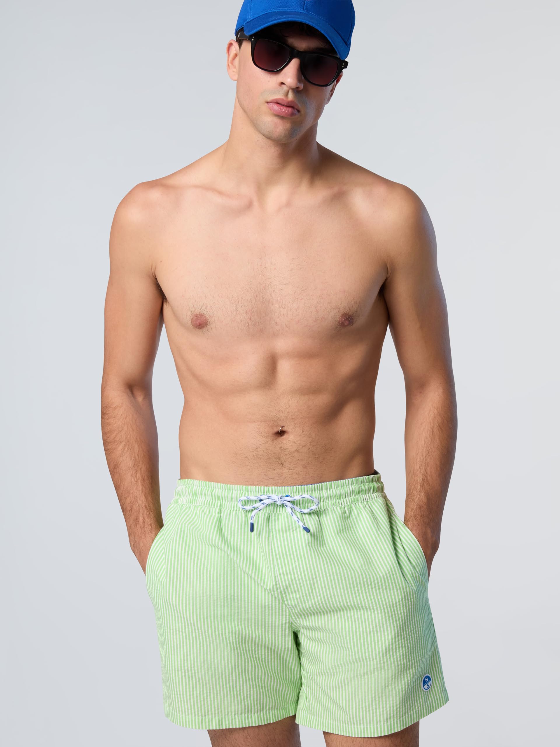 NORTH SAILS Boxer Mare Uomo in Seersucker di Cotone e Poliestere Riciclato a Righe