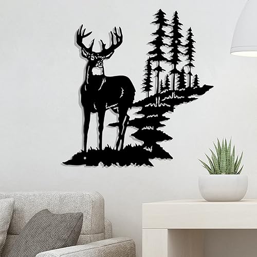 Miniatura 5 de Arte de pared de ciervo de metal, decoración de pared de ciervos del bosque, decoración de pared de ciervos de metal, decoración rústica de caza de