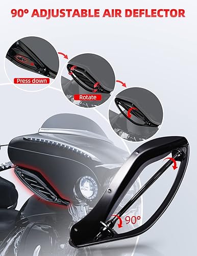 Vista 4 de Amazicha Kit de deflector de aire ajustable negro, deflectores de ala lateral, deflector de aire de carenado compatible con Harley Touring Street