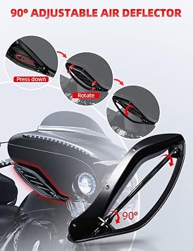 Amazicha Black Adjustable Air Deflector Kit Side Wing Deflectors Fairing Air Deflector Compatible for Harley Touring Street Glide, Electra Glide, Trike, Ultra Classic, CVO 1996-2013