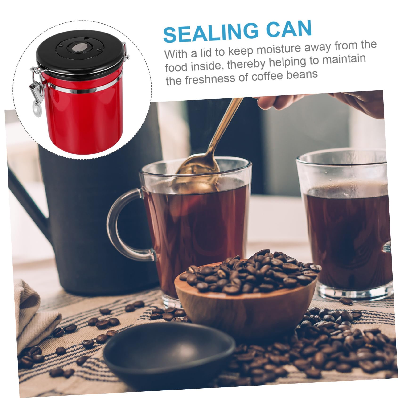 Vorratsglas aus Edelstahl mit Luftdichtem Deckel Kleine Rote Kaffeedose zur Aufbewahrung von Kaffeebohnen und Süßigkeiten Hält Lebensmittel Frisch