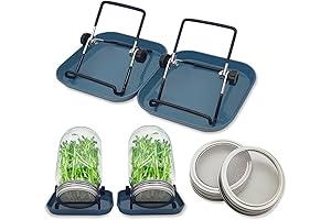 Sprouts Growing Tray, 2 Pcs Stainless Steel Sprouting Lids,2 Pcs Sprouting Stands,2...