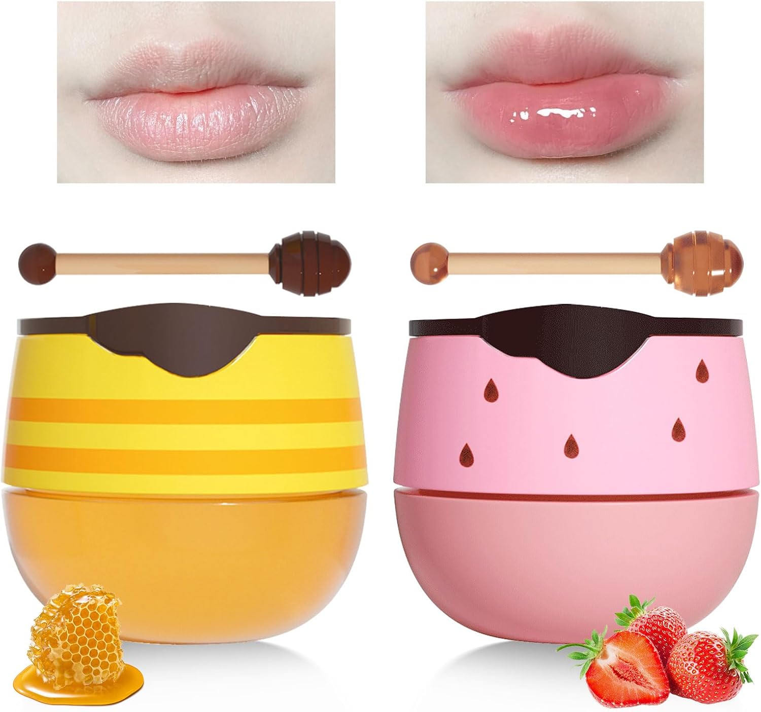 Lippenbalsem, honing-lippenmasker, hydraterend lippenmasker voor dag en nacht, preventie, peeling voor droge en gebarsten lippen, vermindering van liprimpels