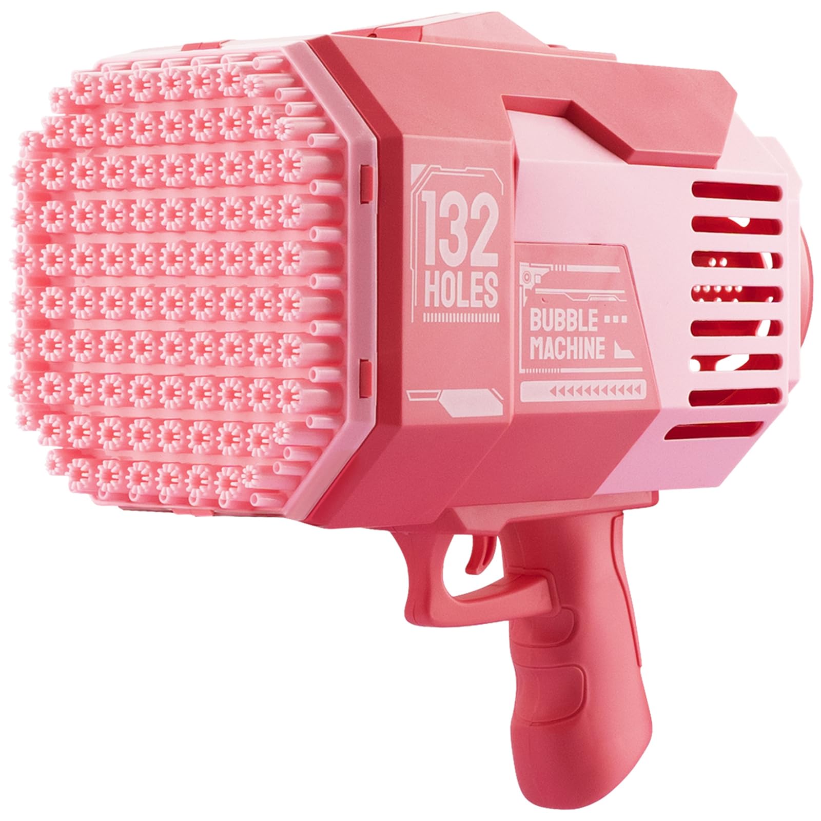 Bubble Machine Gun, Upgraded 132 Holes Bubble Gun with Lights/Bubble Solution, Bubble Maker for Kids Boys Girls Adults Outdoor Indoor Birthday Wedding Party Gifts,Pink