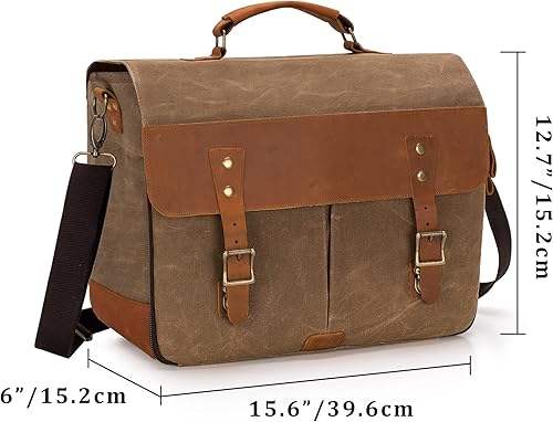 Miniatura 6 de LoDrid Bolsa de kit de barman vintage con compartimentos flexibles para vino, bolsa de barman de lona encerada de cuero con divisores extraíbles,