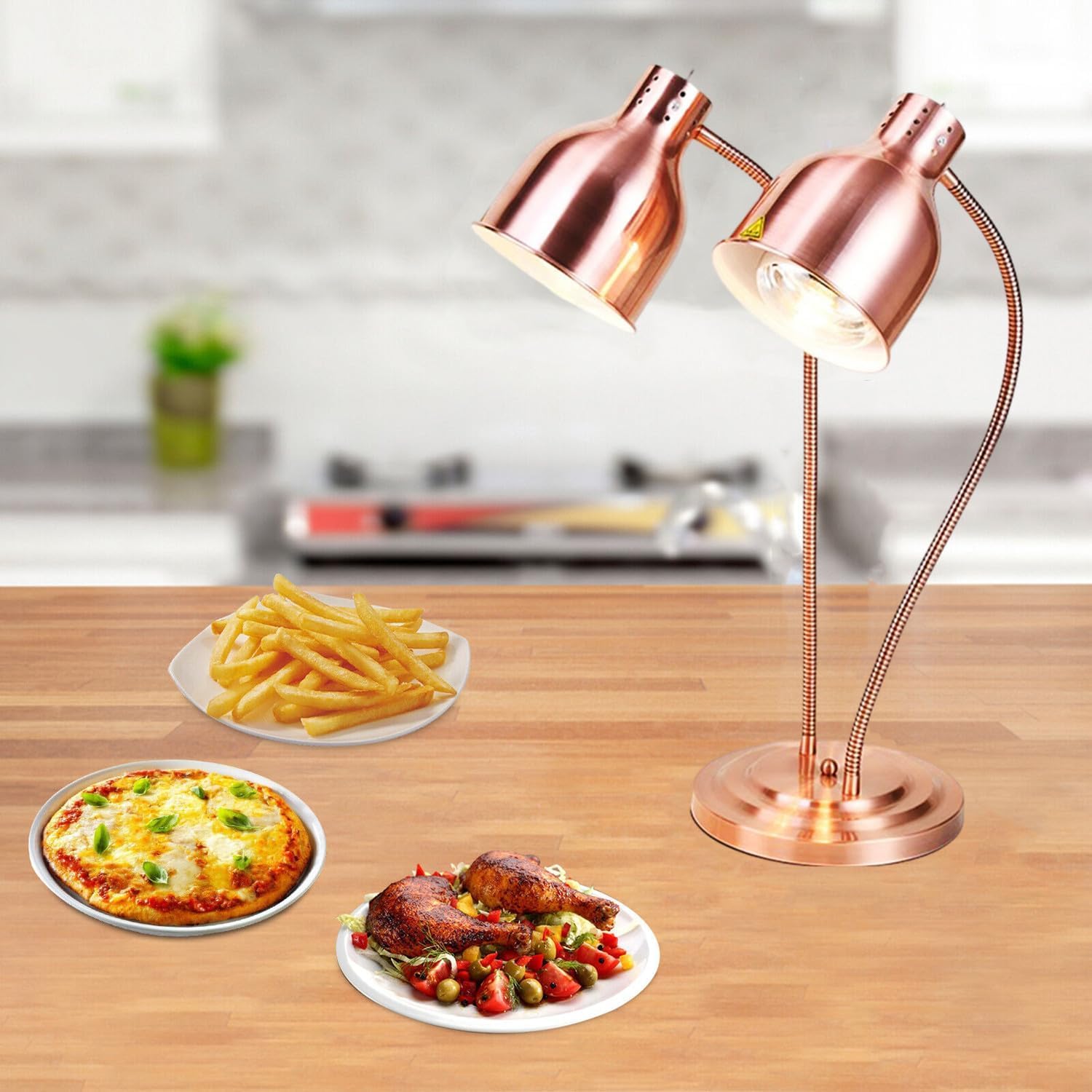 Lampe chauffante buffet télescopique à double tête pour chaleur ciblée