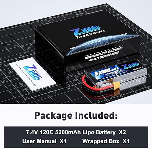 Miniatura 6 de Zeee 2S Lipo Batería 5200mAh 7.4V 120C con conector XT60 Paquete suave para vehículos RC 18 110 Car Slash RC Buggy Truggy Airplane UAV Drone (2