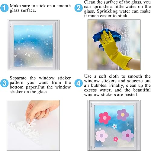 Vista 35 de Whaline 9 hojas de flores hippie retro boho groovy - Adhesivos de doble cara coloridos preppy anticolisión y calcomanías