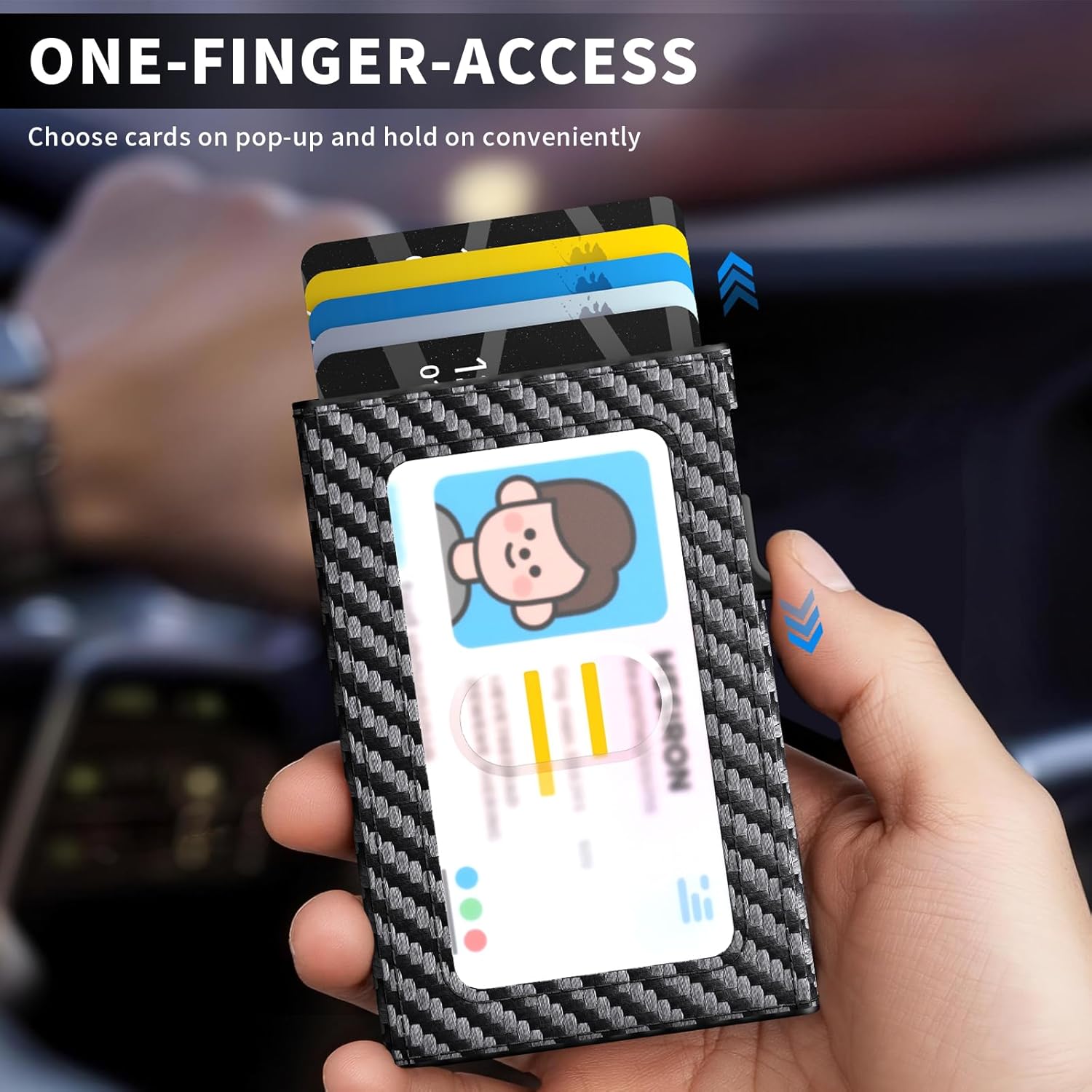 Wallet for Men Slim Minimalist Pop-up Smart Holds 5-6 Cards - RFID Blocking Metal with Money Clip, Credit Card Holder & ID Window,Business Card Cases men accessories(Carbon) - Image 3