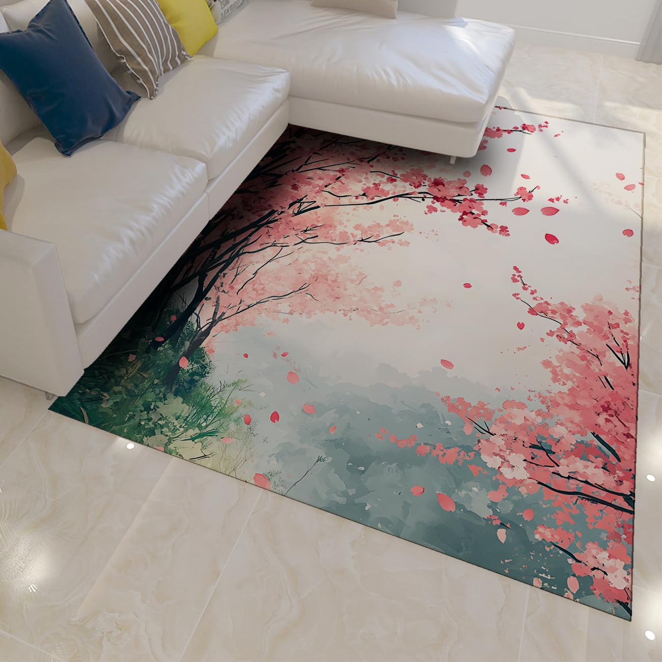 Carpette florale rose 180x240cm comme descente de lit ou grand tapis salon