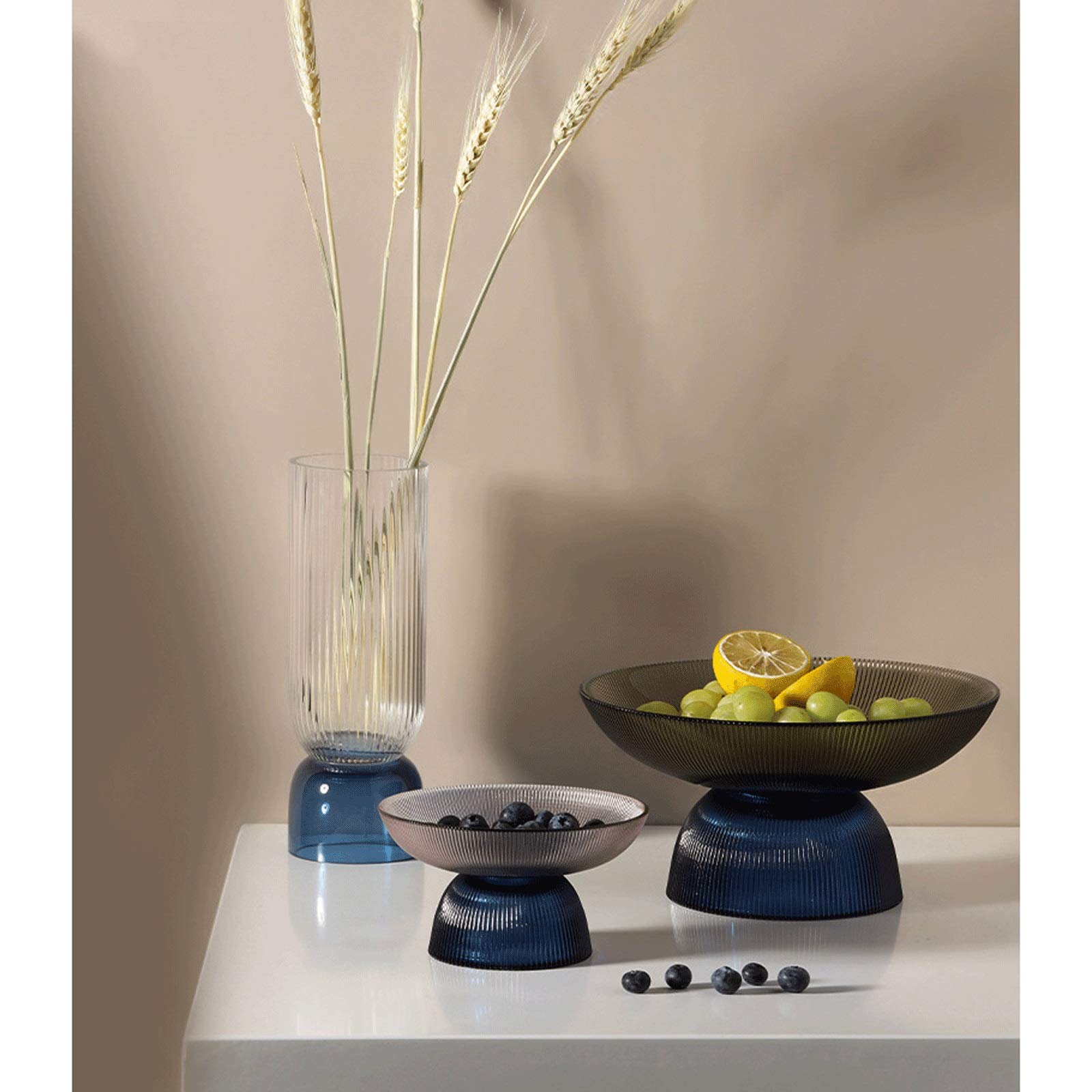 Obstkorb Set von 3 runden Sockel dekorativen Obstschalen mit Herzglas dekorativer Schüssel Obst -Display -Schüssel | Obstschale, | Küchentisch Herzstück | Fußgängerschale Obstschale (Color : B)