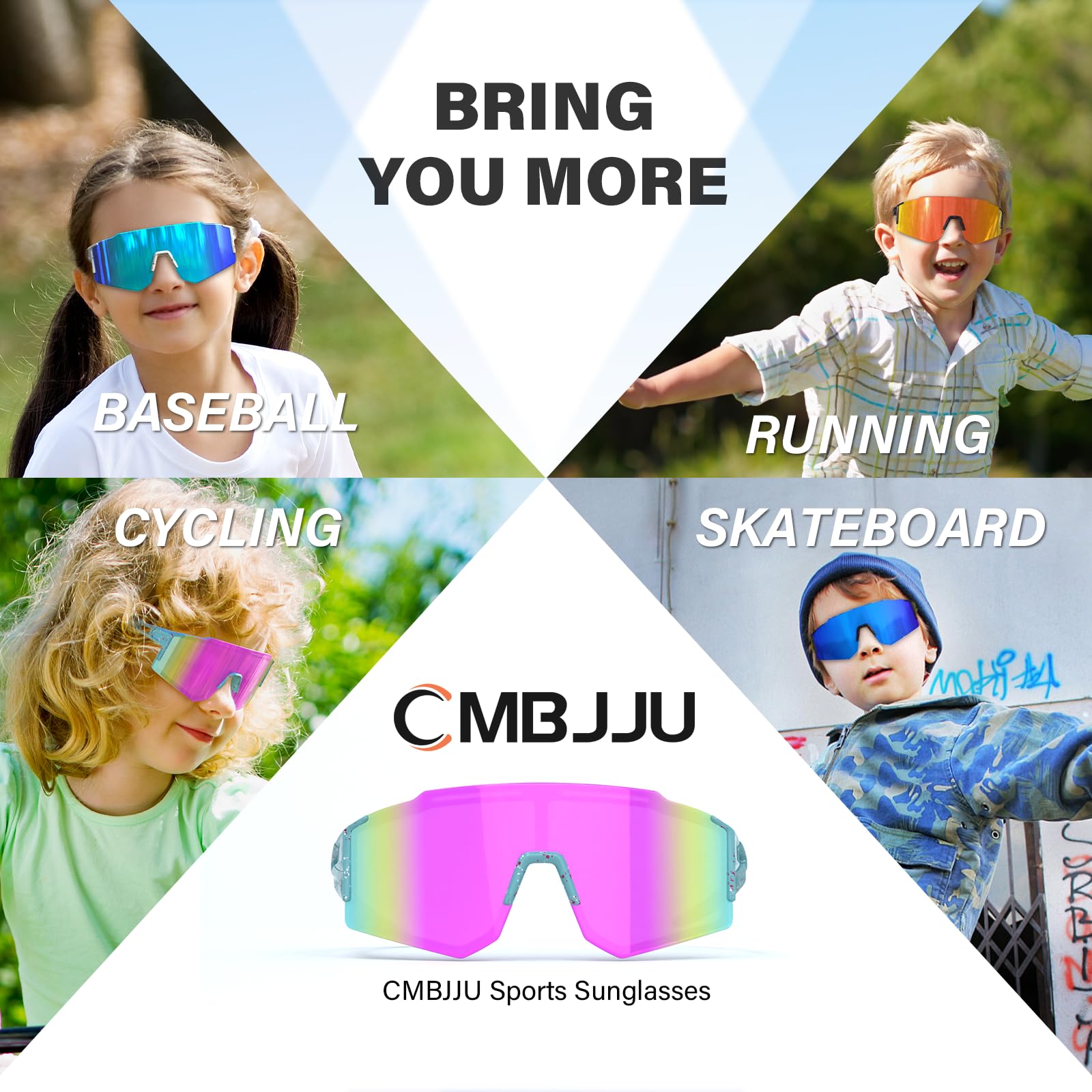 Gafas de sol para niños, gafas de béisbol para niños y niñas de 6 a 14 años, gafas deportivas con protección UV