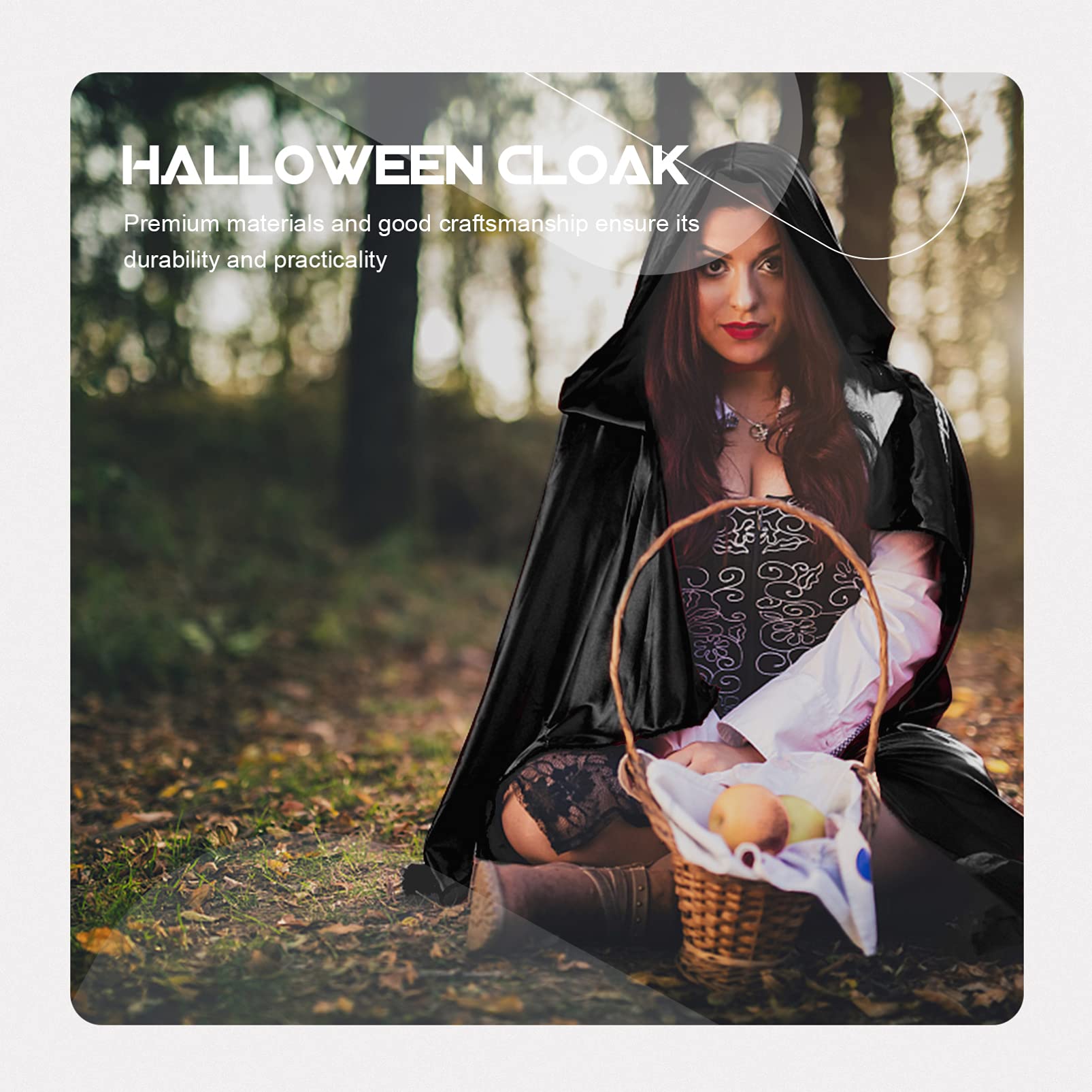 Cape Longue D'halloween à Capuche en Polyester Noir Ambiance Halloween