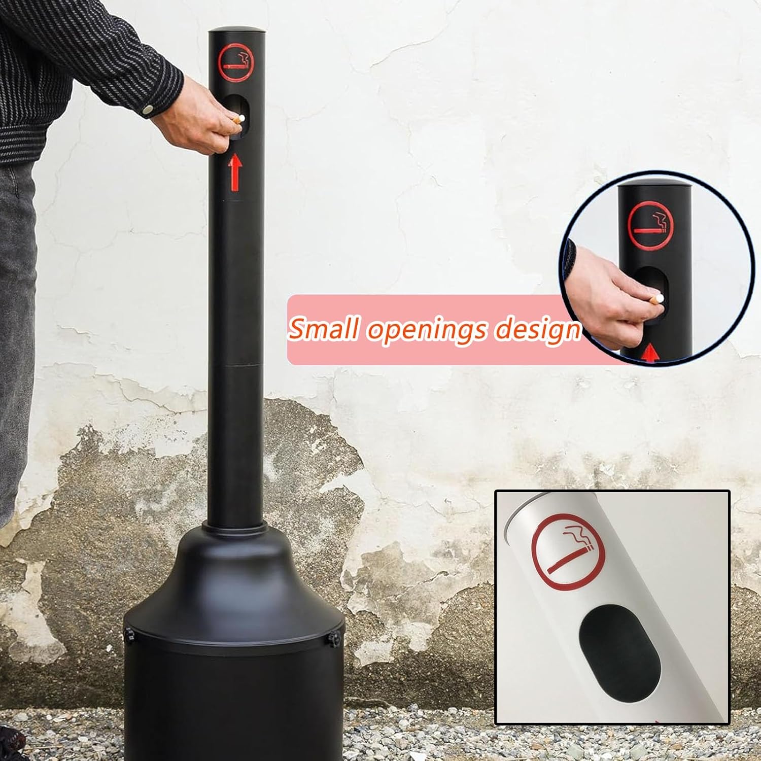 JKGHK Standing Ashtray, Cigarette Disposal Outdoor, Removable Standing Outdoor Ashtray, Metal Cigarette Ashtrays Smoking Room Ash Column for Office, Bars, Patios(White)