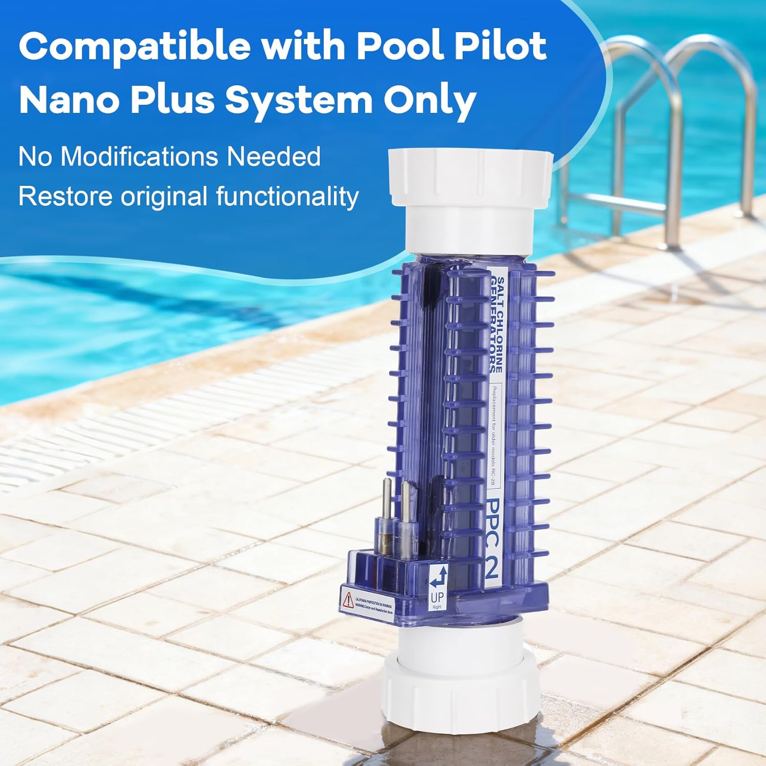 PPC2 RC-28 Replacement Salt Cell — Compatible with Pool Pilot Nano Plus System (Replaces Old Part Numbers RC-28, Suitable for 32,000-Gallon Pools)