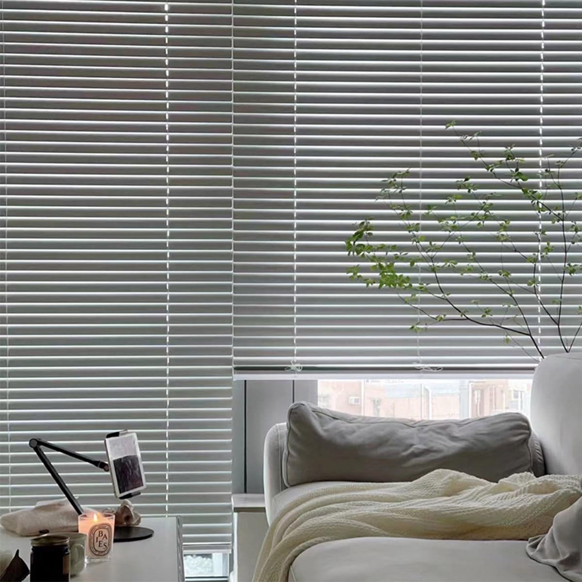 Jalousie Weiß Plissee Sichtschutz Fensterdecor Verdunkelnd Holzjalousie Horizontalerplissee Verdunkelungs-Rollo für Fenster Türen 130x220 100x220 60x220 150x220 cm(150x220cm)