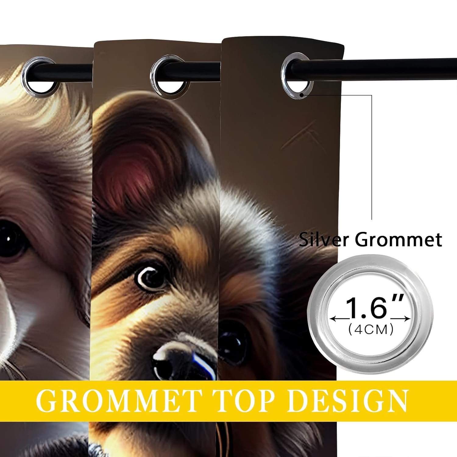 Cute Puppy Dog Blackout Curtains for Girls Boy Home Decor, Lovely Animal Pet Funny Bones Grommet Thermal Insulated Drapes Darkening Window Curtain for Bedroom Living Room, 42 x 63 Inch