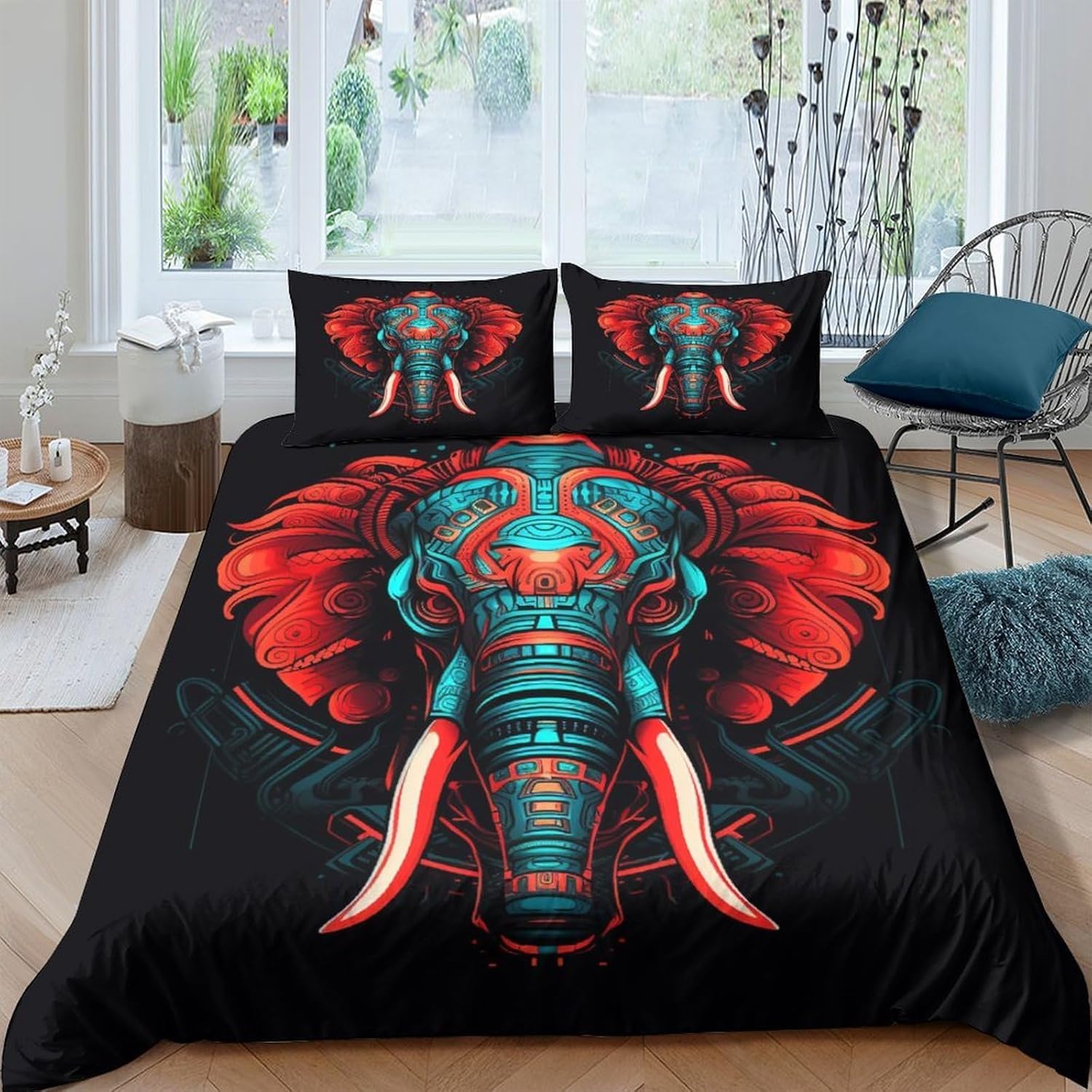 Parure de lit 3D éléphant de qualité supérieure, housse 155x220 cm en microfibre premium