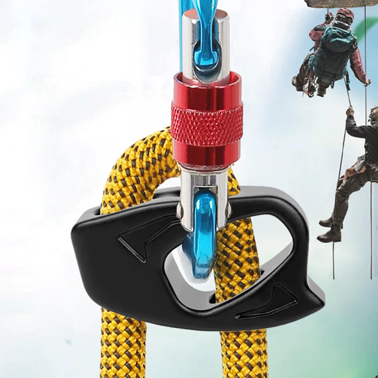 Climbing Rope Ascender, decender samoczynnie hamujący, amortyzujący wstrząsy urządzenie Quick Release, Heavy Duty Aluminum Alloy, Secure Fall Protection System, 2,76 x 1,57 x 0,78