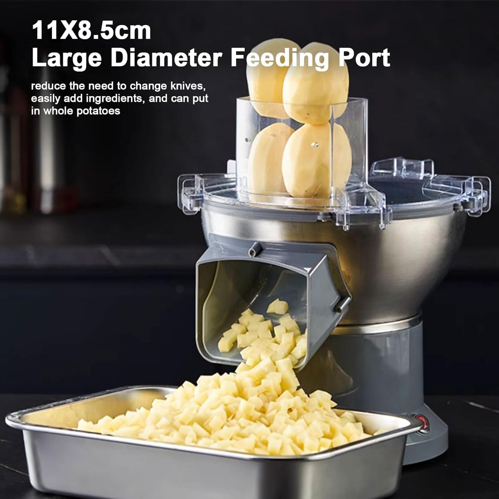 Dicador eléctrico automático de alimentos con cuchillas, picador de verduras resistente para zanahoria, patata, cebolla, uso comercial y doméstico